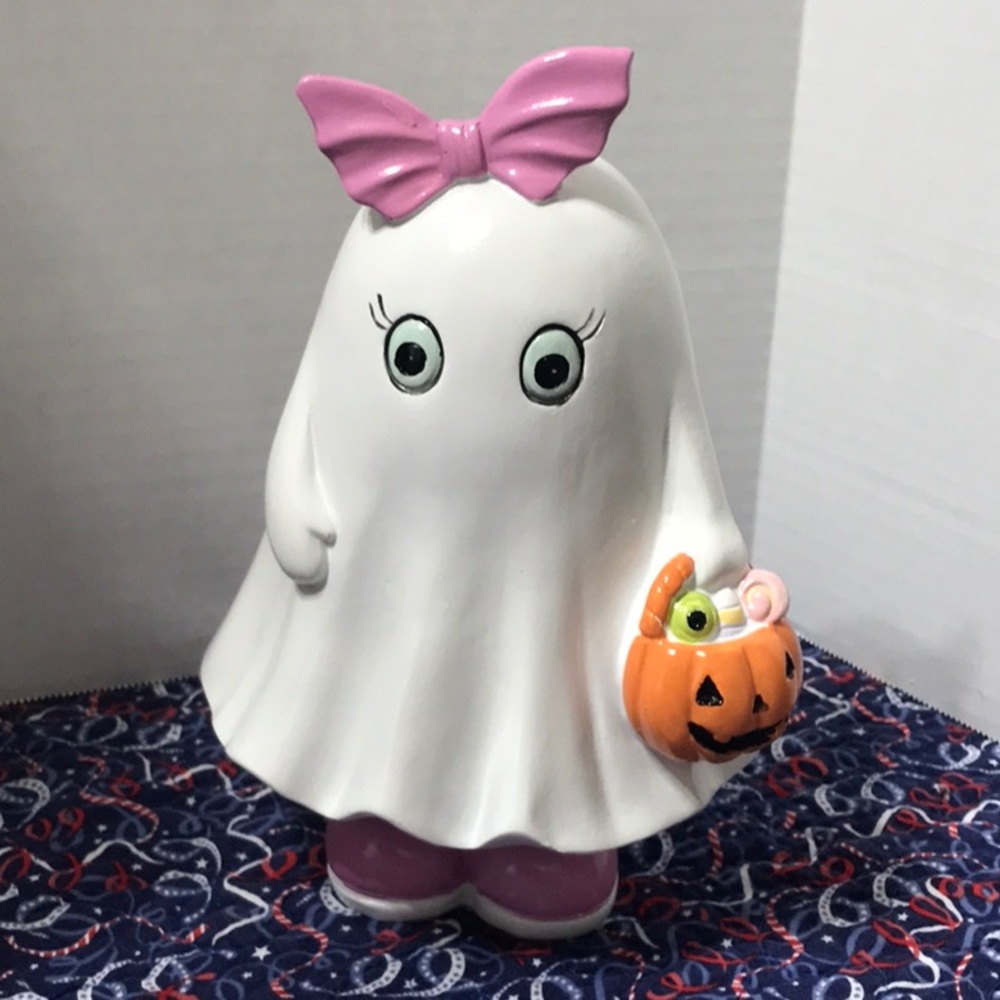 Halloween summerween ghost pink bow jack o lantern